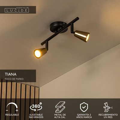 Lucide TIANA - Foco de pared / Lámpara de pared - 2xGU10 - Champán Color | Essential